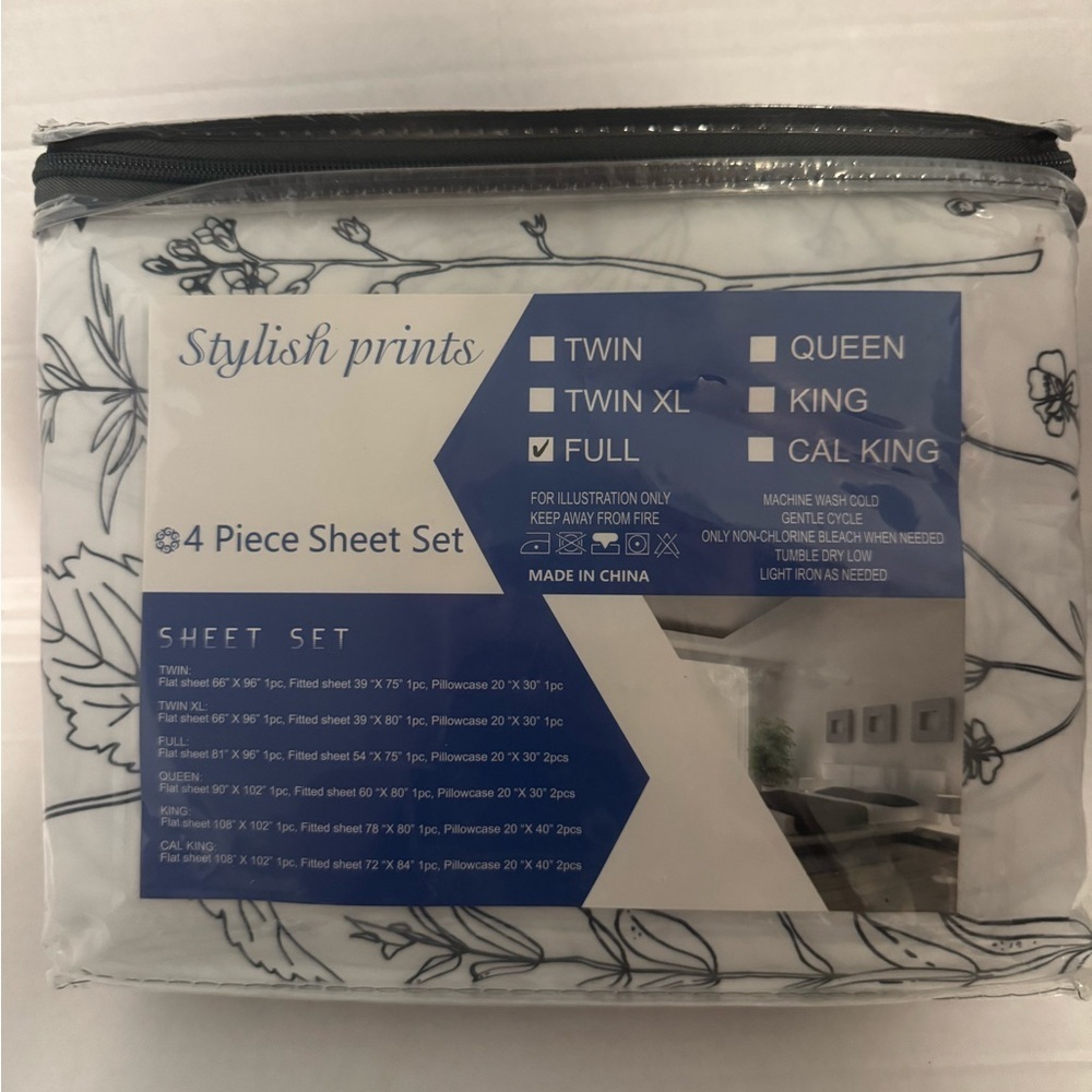 Stylish Prints Full Sheet Set - Black and White